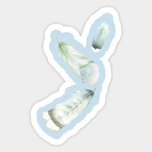 Green Falling Feathers: Watercolor Sticker